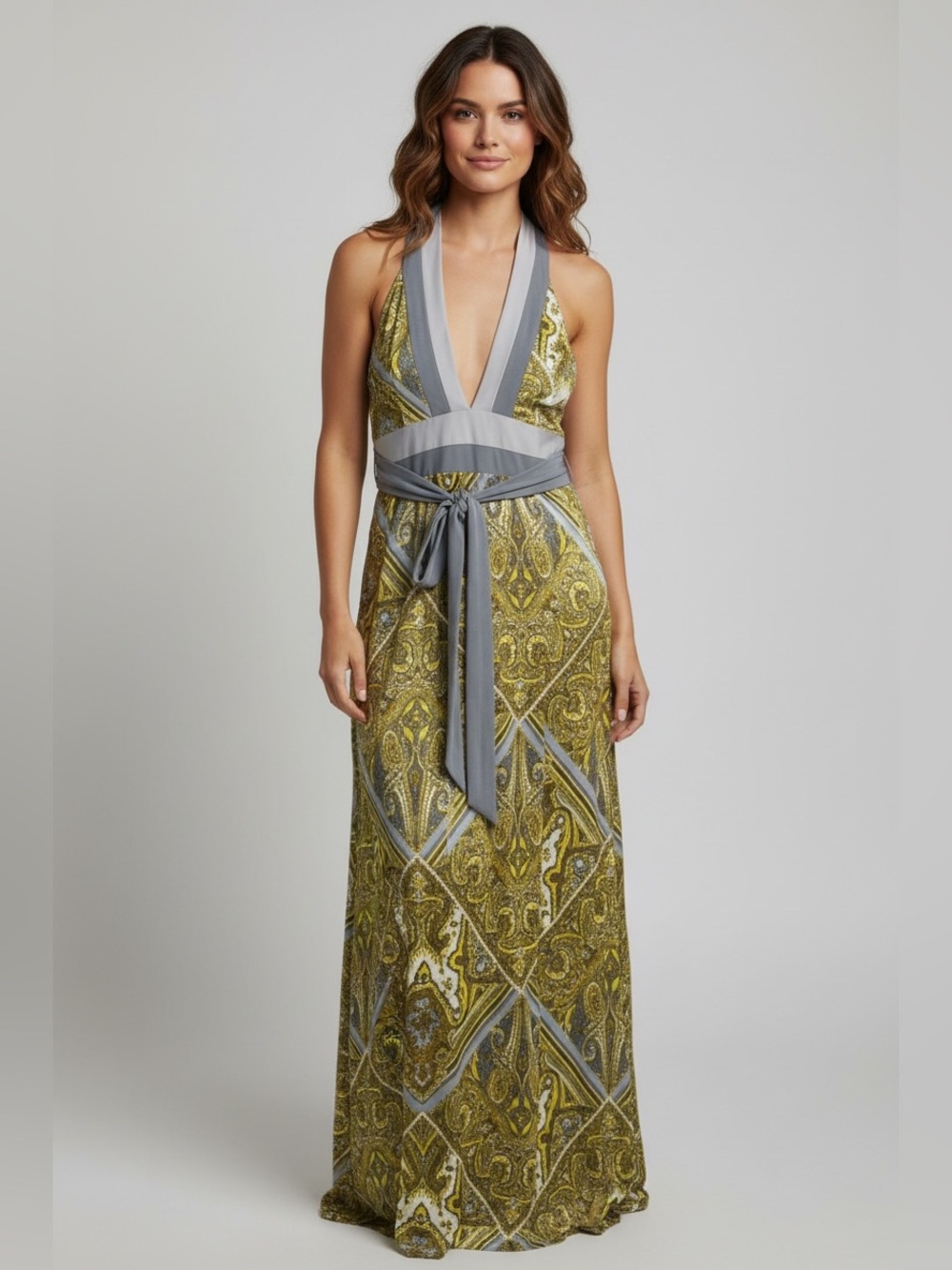 Sleeveless V-Neck Paisley Maxi Dress Wet Seal
